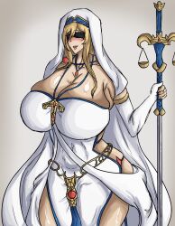  1girl absurdres blonde_hair breasts goblin_slayer! highres huge_breasts long_hair shioriichi solo sword_maiden 