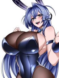  azur_lane blue_hair breasts camui_kamui highres huge_breasts hz_(666v) leotard long_hair new_jersey_(azur_lane) new_jersey_(exhilarating_steps!)_(azur_lane) pantyhose playboy_bunny rabbit_ears smile  rating:Questionable score:41 user:ahpla