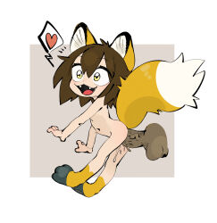  1boy 1girl :3 animal_ears borrowed_character brown_hair completely_nude fangs fox_ears fox_girl fox_tail full_body heart highres nude open_mouth original pawpads penis sex sex_from_behind short_hair smile solo_focus speech_bubble spoken_heart tail testicles thighs tongue uncensored veins veiny_penis yellow_eyes yokappa_(jokappa)  rating:Explicit score:27 user:MonsieurCinq