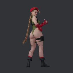  1girl 3d animated ass beret blonde_hair blue_eyes bodypaint braid cammy_white curvy fighting_stance full_body green_leotard harness hat highres huge_ass jumping leotard long_hair looking_back low_twin_braids ok_sign pouch red_hat redmoa shiny_skin solo street_fighter tagme thigh_pouch thong_leotard twin_braids very_long_hair video wide_hips  rating:Sensitive score:13 user:popotepopote