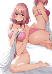 1girl ass ayul_(ayulneri_92) bad_id bad_pixiv_id blush breasts collarbone commission date_a_live highres large_breasts looking_at_viewer multiple_views pink_eyes pink_hair pixiv_commission short_hair sonogami_rinne underwear underwear_only rating:Sensitive score:57 user:danbooru