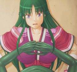  animated animated_gif arekara4nen bouncing_breasts breasts green_hair large_breasts lowres monster nipples purple_eyes rape undressing  rating:Explicit score:64 user:cloudk