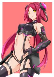  1girl action_taimanin artist_request breasts long_hair red_hair revealing_clothes shiny_skin small_breasts su_jinlei taimanin_(series) taimanin_suit very_long_hair wide_hips yellow_eyes  rating:Questionable score:17 user:Tsukuwave