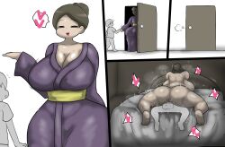  age_difference ass ass_shake bed bedroom door enigi09 hair_bun heart highres japanese_clothes kimono mature_female nude older_woman_and_younger_man purple_kimono seductive_smile sex shota size_difference smile smiley_face spoken_heart wide_hips  rating:Explicit score:84 user:Naball_47
