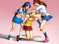  2girls beating fighting highres knee_strike knee_to_the_face multiple_girls violence  rating:Questionable score:4 user:chocojerk