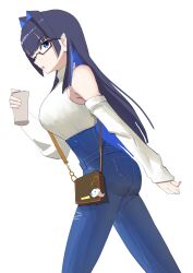  1girl angelchama ass black_hair blue_eyes blue_hair blue_pants blunt_bangs breasts colored_inner_hair cup denim detached_sleeves hair_intakes high-waist_pants highres holding holding_cup hololive hololive_english jeans large_breasts long_hair long_sleeves multicolored_hair official_alternate_costume official_alternate_hair_length official_alternate_hairstyle ouro_kronii ouro_kronii_(casual) pants shirt solo sweater sweater_tucked_in turtleneck virtual_youtuber white_background white_shirt white_sweater 