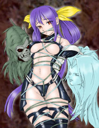  1girl amiba00 arc_system_works asymmetrical_wings bdsm bondage bound breast_bondage breasts crotch_rope dizzy_(guilty_gear) gag gagged guilty_gear long_hair necro_(guilty_gear) purple_hair red_eyes shibari skull thigh_gap thighhighs twintails underboob undine_(guilty_gear) very_long_hair wedgie wings  rating:Explicit score:23 user:danbooru