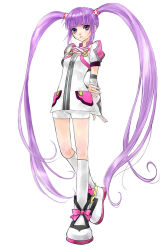 1girl arm_behind_back bow detached_sleeves expressionless full_body inomata_mutsumi kneehighs long_hair official_alternate_costume official_art pink_bow purple_eyes purple_hair shirt shoes shorts socks solo sophie_(tales) standing tales_of_(series) tales_of_graces twintails white_background white_socks white_shorts rating:Sensitive score:8 user:danbooru
