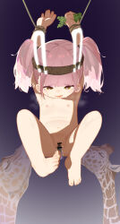  1girl absurdres animal_ears armpits arms_up barefoot completely_nude crying cunnilingus fake_animal_ears feeding flat_chest giraffe girls&#039;_frontline_neural_cloud heart heart-shaped_pupils highres loli nipples nude open_mouth oral pink_hair pussy rabbit_ears rope symbol-shaped_pupils taisch_(neural_cloud) tongue twintails xiaotsihasiha 