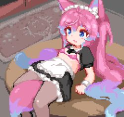  1girl animal_ears animated animated_gif apron bikini blue_eyes cum cum_in_pussy fox_ears fox_girl fox_tail happy_sex hinainf indie_virtual_youtuber long_hair lowres lying maid maid_apron micro_bikini missionary on_back pantyhose penis pink_hair presenting sex smile spread_legs swimsuit tagme tail teletha_(vtuber) torn_clothes very_long_hair virtual_youtuber x-ray  rating:Explicit score:521 user:BobKerman05