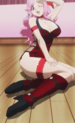 1girl breasts celia_ootsuka fang female_focus highres long_hair maken-ki! one_eye_closed pink_hair screencap smile solo stitched takami_akio third-party_edit wink rating:Questionable score:23 user:misterjohneggman