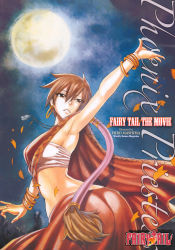1girl arm_up armpits ass back bracelet brown_eyes brown_hair copyright_name earrings eclair_(fairy_tail) fairy_tail fairy_tail_houou_no_miko full_moon highres indian_clothes jewelry logo long_skirt looking_away looking_back mashima_hiro moon necklace night official_art petals ponytail skirt solo strapless text_focus tube_top rating:Sensitive score:43 user:danbooru