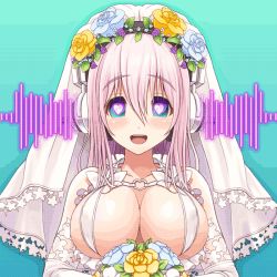  10s 1girl @_@ animated animated_gif blue_background blue_eyes blush bouquet bra breasts bridal_veil bride cleavage covered_erect_nipples dress elbow_gloves female_focus flower gloves gradient_background green_eyes hair_between_eyes happy headphones heart heart-shaped_pupils holding holding_bouquet holding_flower hypnosis large_breasts lingerie listening long_hair looking_at_viewer looping_animation mind_control multicolored_background multicolored_eyes music nitroplus open_mouth pink_hair professor-celestino_(manipper) revealing_clothes smile solo sound_wave spiral standing submission super_sonico symbol-shaped_pupils third-party_edit hypnosis underwear upper_body v-mag veil wedding_dress white_dress white_gloves  rating:Questionable score:117 user:Aman2k16
