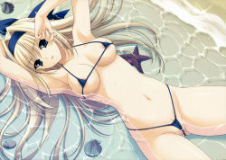 artist_request beach bikini blonde_hair blue_eyes cameltoe highres kanou_seia long_hair shell starfish swimsuit tagme water rating:Questionable score:23 user:CHINA