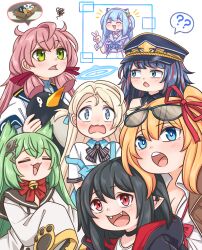 6+girls :d ? ?? ^_^ akashi_(azur_lane) akashi_(kancolle) animal_ear_headphones animal_ears apron arknights artery_gear azur_lane black-framed_eyewear black_choker black_hair black_headwear black_jacket black_sailor_collar blonde_hair blue_apron blue_archive blue_eyes blue_hair blush box breasts brown_jacket cardboard_box character_request choker cleavage closed_eyes closure_(arknights) collared_shirt commentary crossover dress english_commentary eyewear_on_head failure_penguin fake_animal_ears fangs gen_3_pokemon girls&#039;_frontline glasses goddess_of_victory:_nikke green_eyes green_hair guin_guin hair_between_eyes halo hat headphones headset highres hood hood_down hooded_jacket jacket kalina_(girls&#039;_frontline) kantai_collection long_hair medium_breasts miss_cloud multicolored_hair multiple_crossover multiple_girls notice_lines one_side_up open_clothes open_jacket open_mouth peaked_cap pink_hair red_eyes red_hair sailor_collar sailor_dress shiftry shirt simple_background smile sora_(blue_archive) spoken_question_mark squiggle streaked_hair teardrop very_long_hair wavy_mouth white_background white_dress white_shirt wrist_cuffs