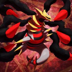 ewokakukaede, giratina, giratina (altered), creatures (company), game  freak, nintendo, pokemon, commentary request, highres, black sclera, claws,  colored sclera, dated, dragon, dragon wings, from below, full body, gen 4  pokemon, glowing, glowing eyes
