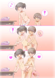 ! 1boy 1girl arm_support ass ass_grab blush brown_hair censored child_on_child cleft_of_venus closed_eyes desk erection female_pubic_hair flat_chest gradient_background hair_bobbles hair_ornament happy heart heavy_breathing hetero highres leg_lift loli looking_back musical_note nipples nude original panties panty_pull penis pubic_hair pussy pussy_juice pussy_juice_trail school_desk sex shota simple_background smile spoken_exclamation_mark spoken_heart spoken_musical_note spread_legs surprised twintails underwear uniphon vaginal x-ray rating:Explicit score:275 user:huzzaman