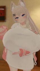 1girl 3d animal_ears animated blue_eyes bouncing_breasts breasts fox_ears fox_girl gigantic_breasts highres huge_breasts kitsune lactating_into_container lactation lactation_through_clothes light_brown_hair long_hair punimofulover_(artist) solo tagme thighs video vrchat rating:Explicit score:85 user:Leviathin