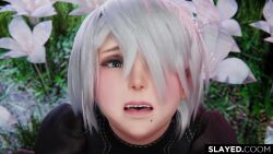  1boy 1girl 20s 2b_(nier:automata) 3d :&gt;= ahegao android animated artist_name audible_speech black_dress black_hairband blue_eyes cheek_bulge cum cum_in_mouth cum_in_throat cumdrip dark-skinned_male dark_skin deepthroat diadem dress ejaculation erection eye_contact eyeshadow facial fellatio flower gagging_(reflex) gargling gasp gokkun grass hair_over_one_eye hairband hentaudio hetero highres humor interracial juliet_sleeves kneeling large_penis long_sleeves looking_at_another looking_at_penis looking_at_viewer looking_down looping_animation lunamist lunamistxx makeup mole mole_under_mouth nier nier:automata nier_(series) no_blindfold on_grass open_mouth oral outdoors penis penis_slap platinum_games pov premature_ejaculation presenting puffy_sleeves pumping rolling_eyes short_hair slapping slapping_with_penis slayed.coom solo_focus sound square_enix standing swallowing tongue tongue_out uncensored uvula video white_hair  rating:Explicit score:726 user:BoulderHolder