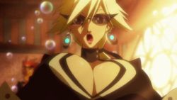 00s 1girl animated animated_gif basquash! blonde_hair grabbing_another&#039;s_breast breasts cleavage covering_privates covering_breasts earrings grabbing haruka_gracia huge_breasts jewelry lipstick makeup ponytail sunglasses rating:Questionable score:67 user:lordroticiv