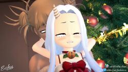  1futa 1girl 3d anal animated artist_name barefoot blonde_hair boku_no_hero_academia bow christmas christmas_tree clothed_sex double_bun dress eri_(boku_no_hero_academia) eshu-chan fur_trim futa_with_female futanari grey_hair hair_bun highres horns indoors interior loli long_hair multiple_girls neck_bell penis pussy red_bow red_dress red_eyes reverse_suspended_congress santa_dress sex sex_from_behind single_horn standing tagme testicles toga_himiko uncensored video watermark web_address yellow_eyes  rating:Explicit score:502 user:Shadic244
