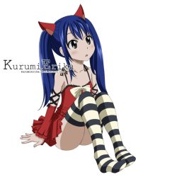  1girl blue_hair fairy_tail loli striped_clothes striped_thighhighs thighhighs transparent_background twintails wendy_marvell  rating:Questionable score:49 user:couchpotato