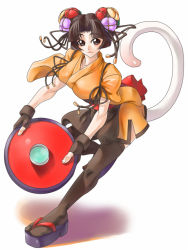  animal_ears arc_system_works battle_fantasia breasts cat_ears cat_tail coyori japanese_clothes kimono sandals tail thighhighs waitress  rating:Sensitive score:9 user:gameboysp13