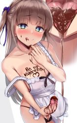1futa absurdres akiamare blush breasts brown_hair censored chocolate chocolate_on_body chocolate_on_penis cleavage closed_mouth collarbone english_text erection food_on_body futanari futanari_masturbation heart heart-shaped_pupils highres large_breasts licking_lips long_hair looking_at_viewer masturbation mosaic_censoring open_mouth original penis penis_grab saliva simple_background symbol-shaped_pupils testicles tongue tongue_out valentine white_background rating:Explicit score:255 user:danbooru