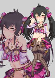  1boy 1girl :q absurdres ahegao bar_censor belt black_hair blush bow breasts censored clothing_cutout condom dildo earrings fellatio gozaru grey_background hair_bow heart_cutout hetero highres idolmaster idolmaster_cinderella_girls jewelry loli long_hair looking_at_viewer matoba_risa midriff navel necklace nipple_cutout nipple_piercing nipples object_insertion oral pantyhose penis piercing pleated_skirt pussy_juice sex_toy simple_background skirt small_breasts smile sweat tongue tongue_out twintails used_condom vaginal vaginal_object_insertion yellow_eyes 