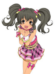 00s 1girl absurdres anise_tatlin arm_garter belt belt_skirt black_hair brown_eyes clenched_hands dress highres idol bridal_garter long_hair official_alternate_costume official_art open_mouth plaid plaid_dress simple_background sleeveless solo tales_of_(series) tales_of_the_abyss twintails white_background wrist_cuffs rating:Sensitive score:10 user:danbooru