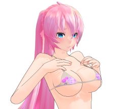  1girl 3d animated animated_gif bikini blue_eyes blush bouncing_breasts breasts cleavage large_breasts long_hair megurine_luka micro_bikini mikumikudance_(medium) pink_hair ponytail simple_background solo swimsuit upper_body vocaloid white_background  rating:Questionable score:36 user:cundo91