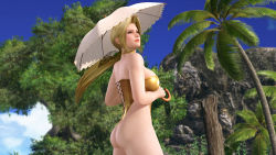 1girl 3d ass blonde_hair breasts corset dead_or_alive dead_or_alive_xtreme_3_fortune dead_or_alive_xtreme_beach_volleyball helena_douglas large_breasts official_art solo umbrella rating:Questionable score:20 user:jojosstand