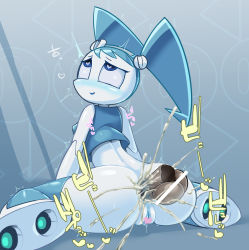  1girl anal android anus ass blue_eyes blue_hair blush boots censored cum cum_in_ass disembodied_penis from_behind heart heart-shaped_pupils high_heel_boots high_heels jenny_wakeman joints my_life_as_a_teenage_robot penis pochincoff pussy robot robot_joints symbol-shaped_pupils  rating:Explicit score:153 user:EchoND2