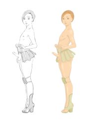  1boy androgynous bh2 crossdressing erection highres loincloth male_focus nude penis short_hair shota simple_background solo testicles toes warrior  rating:Explicit score:41 user:heero_yeung