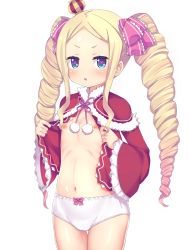 +_+ 1girl beatrice_(re:zero) blue_eyes blush bow bow_panties butterfly-shaped_pupils cowboy_shot crown drill_hair flat_chest frilled_sleeves frills gradient_hair groin hair_bow loli long_hair long_sleeves looking_at_viewer mini_crown multicolored_hair navel nipples no_bra ozu_yugurou panties pink_bow pink_hair pom_pom_(clothes) re:zero_kara_hajimeru_isekai_seikatsu revision simple_background solo standing stomach symbol-shaped_pupils twin_drills twintails underwear undressing very_long_hair white_background white_panties wide_sleeves rating:Questionable score:104 user:danbooru