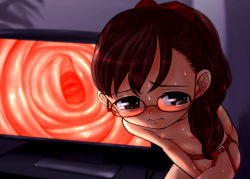 1girl blush camera cervix closed_mouth cross-section endoscope feet_out_of_frame flat_chest glasses hair_ribbon indoors loli looking_at_viewer monitor naoki_(shibu_asa_ryo) nipples object_insertion original red-framed_eyewear red_ribbon ribbon solo sweat uterus vaginal vaginal_object_insertion rating:Explicit score:121 user:huzzaman