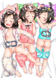  3girls aftersex antenna_hair aqua_shorts arms_up ass bare_shoulders barefoot bed_sheet black_hair black_panties blouse blush bow breasts censored cleft_of_venus closed_eyes clothes_pull clothing_cutout collarbone cum cum_on_ass cum_on_body cum_on_pussy dot_nose facing_viewer feet female_focus finger_in_own_mouth flat_chest floral_print floral_shirt full_body gluteal_fold groin hair_ornament hands_up heart heart_cutout heart_print higegepon highres loli lying messy_hair mosaic_censoring multiple_girls navel nipple_slip nipples object_on_head on_back on_bed on_stomach open_clothes open_mouth open_shirt original pajamas pajamas_pull panties panties_on_head pillow pink_pajamas pink_panties pink_shirt polka_dot polka_dot_panties polka_dot_pillow polka_dot_print print_clothes print_pajamas print_panties print_shirt pussy shiny_skin shirt short_hair short_shorts shorts shorts_pull sleep_molestation sleeping small_breasts soles spread_legs stain stained_clothes stained_panties stained_underwear star_(symbol) star_hair_ornament star_panties star_print striped_clothes striped_panties striped_underwear thighs toes underwear underwear_on_head unworn_panties unworn_underwear wardrobe_malfunction white_pajamas white_shirt  rating:Explicit score:516 user:FabricioDias