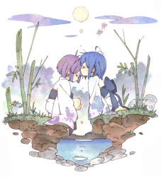  dochibi horiguchi_yukiko kiss original siblings tagme twins watercolor_(medium)  rating:Sensitive score:2 user:tjftktjftk