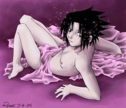 barefoot black_eyes black_hair blanket naruto naruto_(series) nipples nude rose_nightshade solo uchiha_sasuke rating:Questionable score:4 user:Frozendream