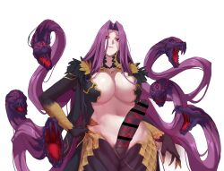  1futa bar_censor breasts censored fate/grand_order fate_(series) futanari gorgon_(fate) hand_on_own_hip highres huge_breasts lamia long_hair medusa_(fate) medusa_(rider)_(fate) monster_girl penis red_eyes rider scales snake_hair solo todding white_background  rating:Explicit score:20 user:Zeiphyr