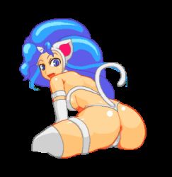 animal_ears animated animated_gif ass blue_eyes blue_hair breasts cameltoe cat_ears cat_girl cleft_of_venus closed_eye felicia_(vampire) female_focus long_hair looking_back lowres pixel_art simple_background tail vampire_(game) rating:Explicit score:54 user:Hunter_of_Lolis