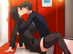 1boy 1girl age_difference arm_support black_hair breasts business_suit closed_eyes clothed_sex copyright_request formal hetero incest indoors kiss large_breasts long_hair mature_female office_lady sex short_hair shota sitting skirt spread_legs suit thighhighs tsubooi tsuboya zettai_ryouiki rating:Explicit score:162 user:TeacherCarla
