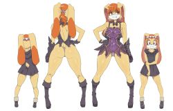  absurdres ass breasts brown_eyes cattleya_(queen&#039;s_blade) cattleya_(queen&#039;s_blade)_(cosplay) cosplay cream_the_rabbit furry highres hobby_japan maniacpaint mature_female orange_hair ponytail queen&#039;s_blade queen&#039;s_blade_lost_worlds sega sideboob sonic_(series) vanilla_the_rabbit  rating:Questionable score:206 user:Juni221