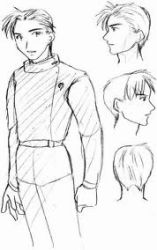  belt buttons gradius james_burton konami lowres male_focus military short_hair sketch tall 