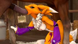  3d animal_penis animated bestiality deepthroat devilscry digimon digimon_(creature) fellatio fluffy fox_girl fox_tail furry furry_female horse horse_penis oral penis renamon tail video  rating:Explicit score:65 user:Chaos11