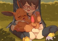 2boys anal animal_ears animal_hands bestiality black_hair black_legwear blush collarbone creatures_(company) dupakupa eevee erection game_freak gen_1_pokemon glasses gloves grass highres male_focus male_penetrated multiple_boys nintendo nose_blush on_ground open_mouth paw_gloves penis pokemon pokemon_(creature) sex shota sitting small_penis spread_legs tears testicles thighhighs tongue tongue_out uncensored yaoi rating:Explicit score:222 user:Domestic_Importer