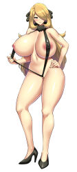  ass blonde_hair breasts cleft_of_venus cynthia_(pokemon) high_heels huge_breasts mature_female nipples one_eye_covered slingshot_swimsuit sole_gem swimsuit thick_thighs thighs undressing wedgie wide_hips  rating:Explicit score:17 user:HugeTiddyEnthusiast