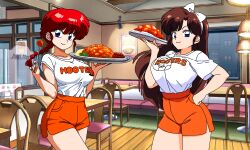  2girls hooters kuonji_ukyou multiple_girls ranma-chan ranma_1/2 restaurant 