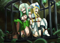 10s 2girls absurdres arms_behind_back artist_name ass back-to-back bad_id bad_pixiv_id bdsm bit_gag black_bow blonde_hair blue_eyes blush bondage boots bound bow breasts breasts_out bruise cage cave clothes_pull colored_skin commission crowd crying dark defeat dildo dress drooling elf eudetenis gag gagged game-over goblin goblin_slayer! green_eyes green_hair green_skin hair_bow high_elf_archer_(goblin_slayer!) highres hostage huge_filesize humiliation injury interspecies long_sleeves looking_at_viewer monster multiple_boys multiple_girls nipples nose object_insertion open_clothes open_mouth outdoors peril pointy_ears priestess_(goblin_slayer!) pussy pussy_juice pussy_juice_puddle restrained rope saliva scared second-party_source sex_toy sharp_teeth shoe_soles shorts shorts_pull sideboob sidelocks sitting sleeveless small_breasts smile sweat tears teeth thigh_boots thighhighs torn_clothes torn_dress tree trembling uncensored vaginal vaginal_object_insertion wide-eyed rating:Explicit score:244 user:danbooru