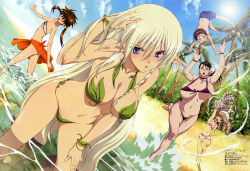  00s 4girls absurdres age_difference alleyne_(queen&#039;s_blade) alleyne_(queen's_blade) barefoot beach bikini blue_eyes braid breasts brown_hair cattleya_(queen&#039;s_blade) cattleya_(queen's_blade) child cleavage cloud day drill_hair elf fighting_master_alleyne flat_chest forest_keeper_nowa highres huge_breasts iron_princess_ymir leaf leaf_bikini long_hair mature_female megami_magazine miyazawa_tsutomu mother_and_son multiple_girls non-web_source nowa_(queen&#039;s_blade) nowa_(queen's_blade) official_art outdoors palm_tree pointy_ears ponytail queen&#039;s_blade rana_(queen&#039;s_blade) short_hair silver_hair sky swimsuit tree twintails very_long_hair water weapon_merchant_cattleya ymir_(queen&#039;s_blade) ymir_(queen's_blade)  rating:Questionable score:113 user:danbooru